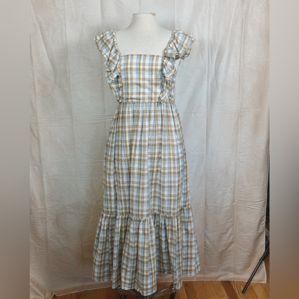 Madewell Ruffle Sleeve Plaid Dress - Size Small